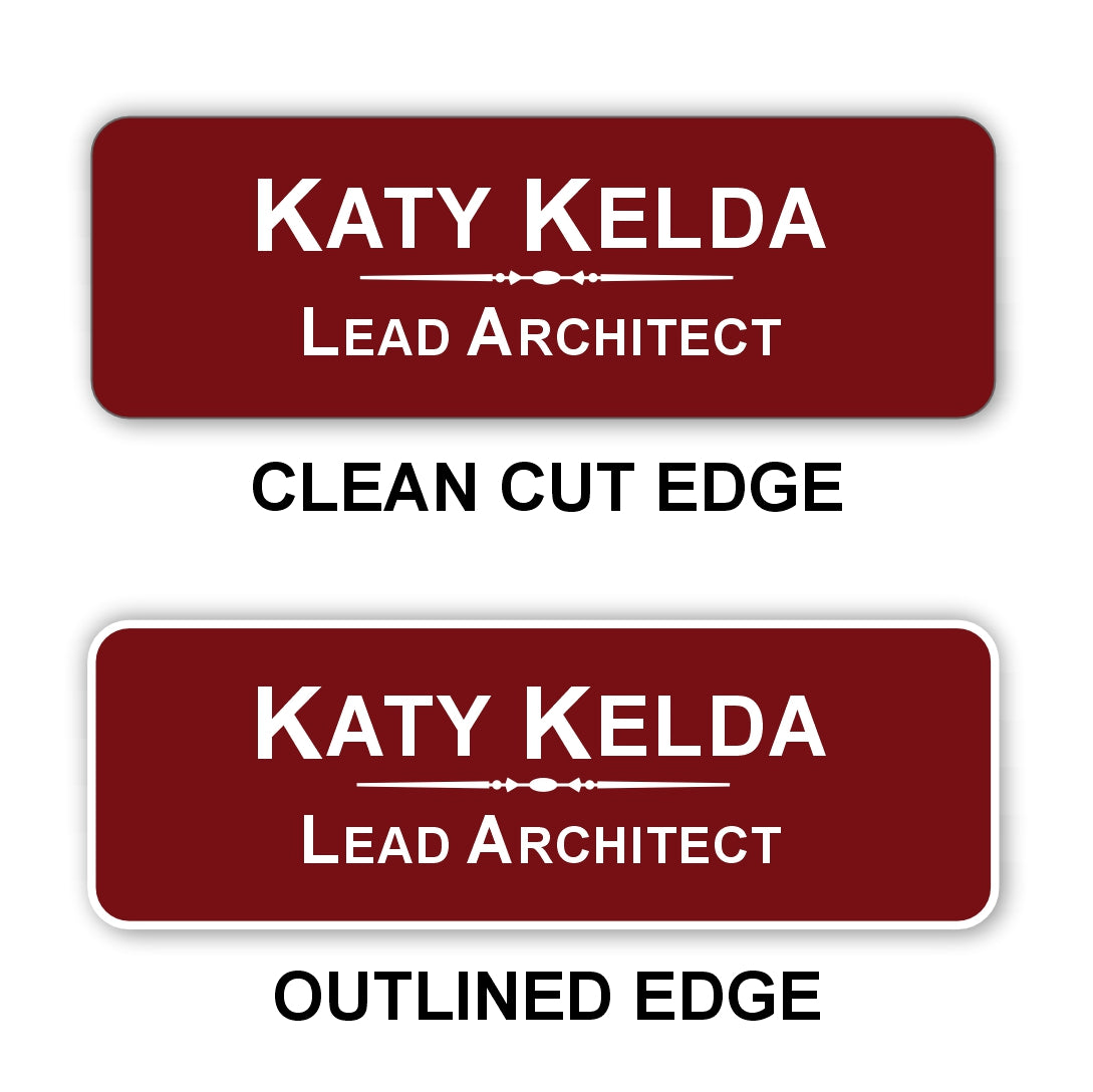 Small Name Badge 1"x3" / Burgandy/White