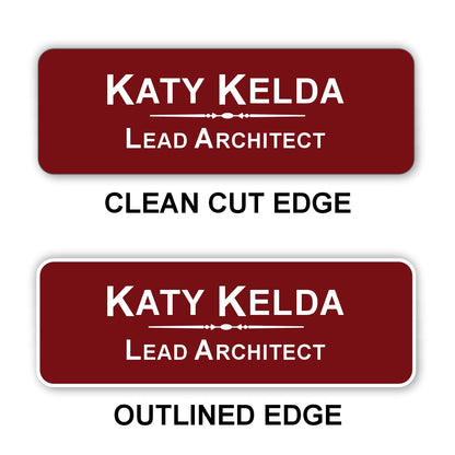 Small Name Badge 1"x3" / Burgandy/White