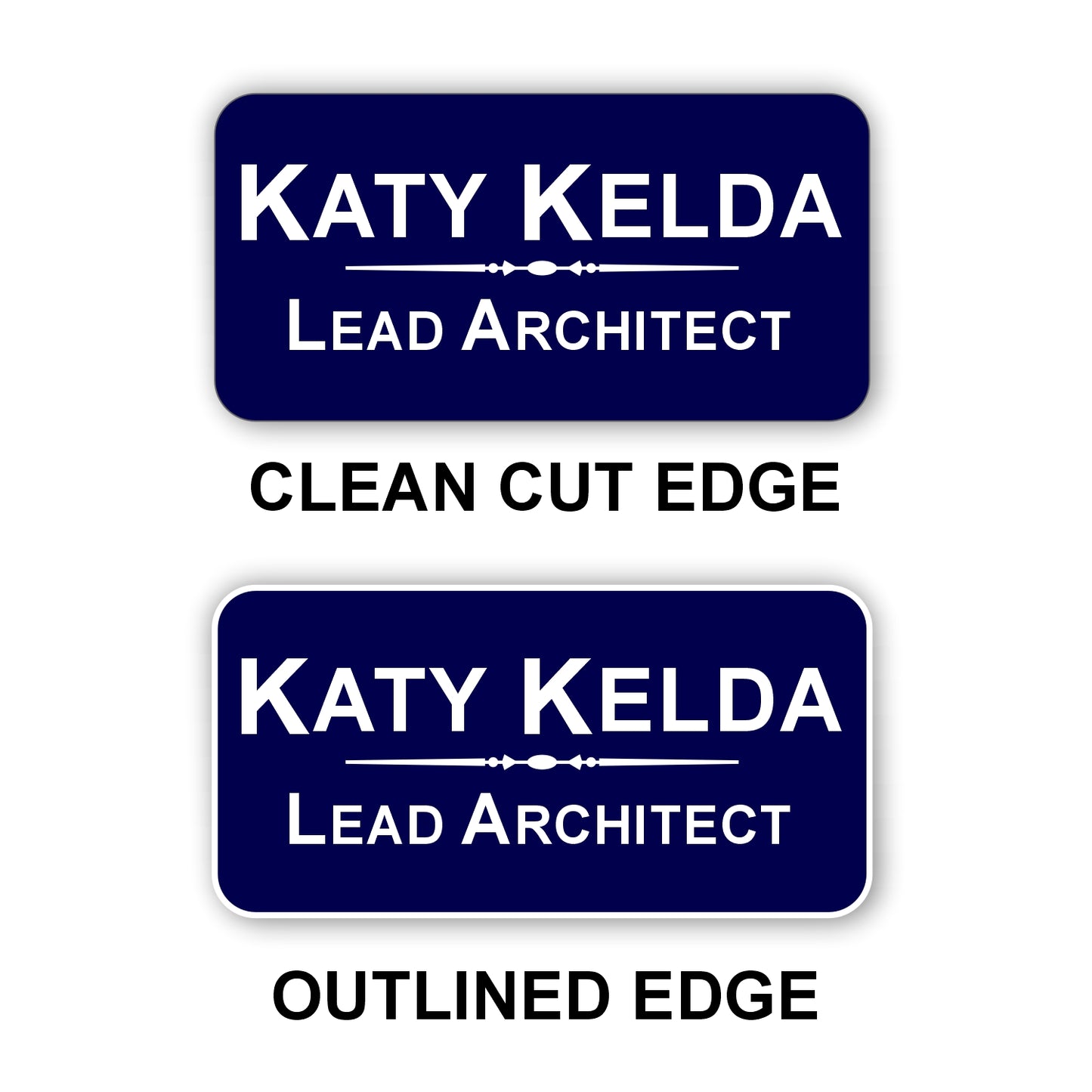 Large Name Badge 1.5"x3" / Navy/White