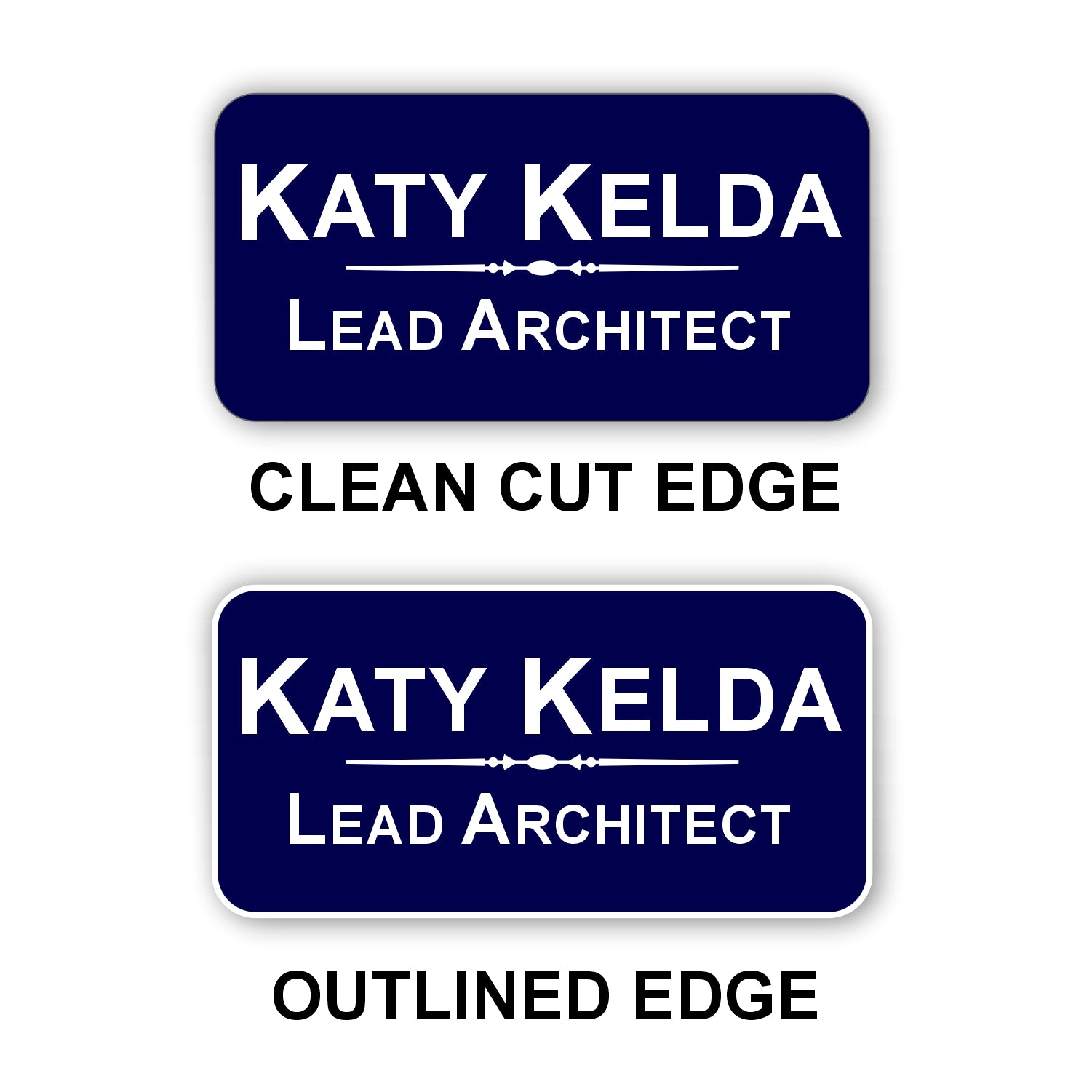 Large Name Badge 1.5"x3" / Navy/White