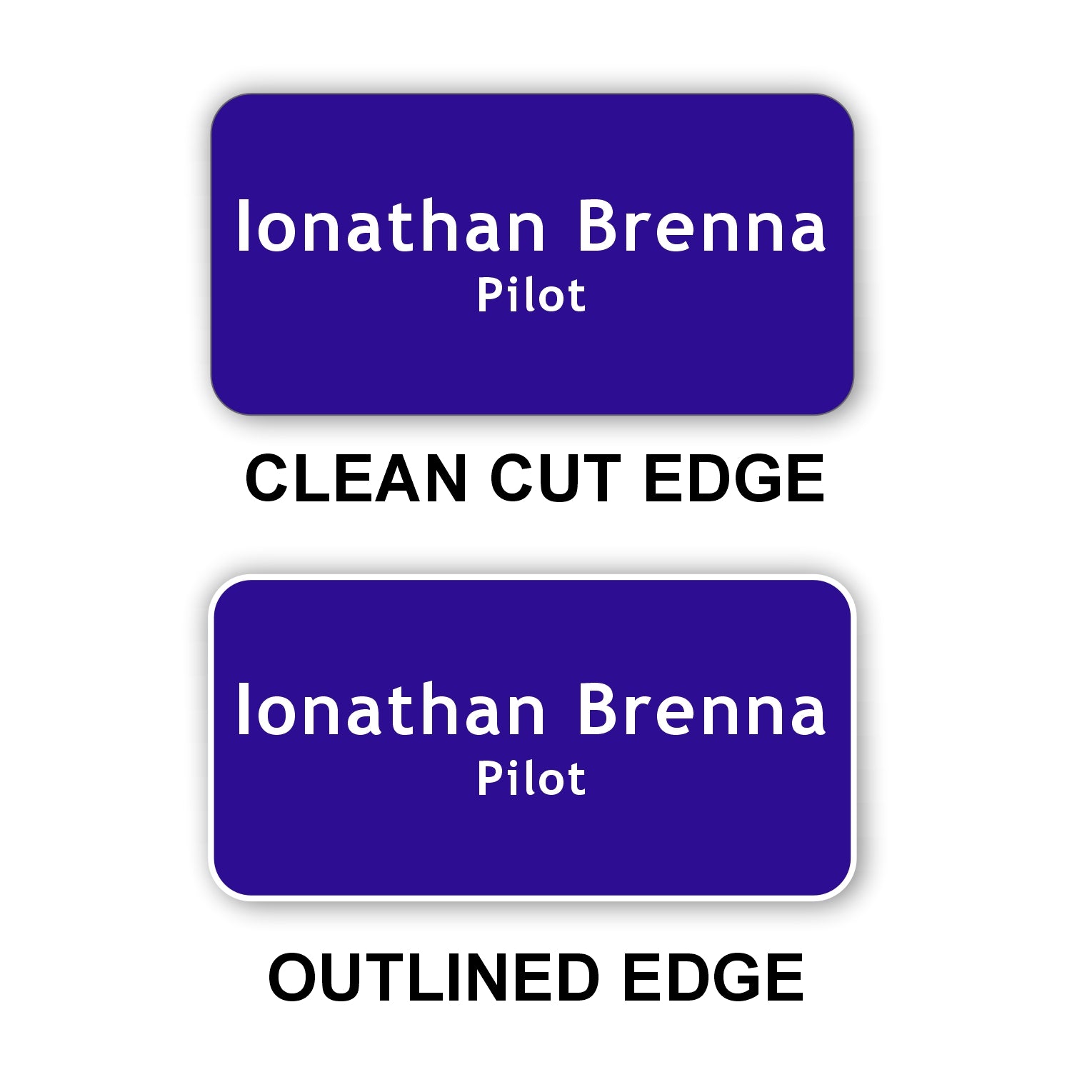 Large Name Badge 1.5"x3" / Purple/White