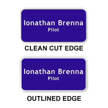 Large Name Badge 1.5"x3" / Purple/White