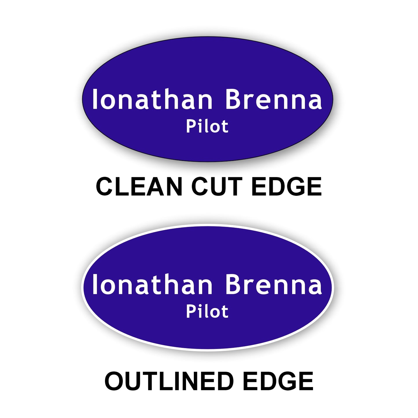 Oval Name Badge 1.5"x3" / Purple/White