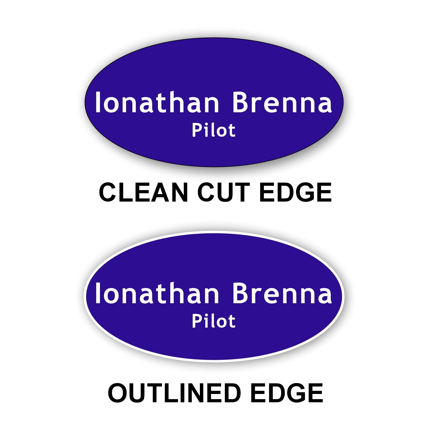 Oval Name Badge 1.5"x3" / Purple/White