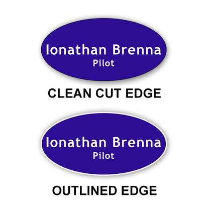 Oval Name Badge 1.5"x3" / Purple/White