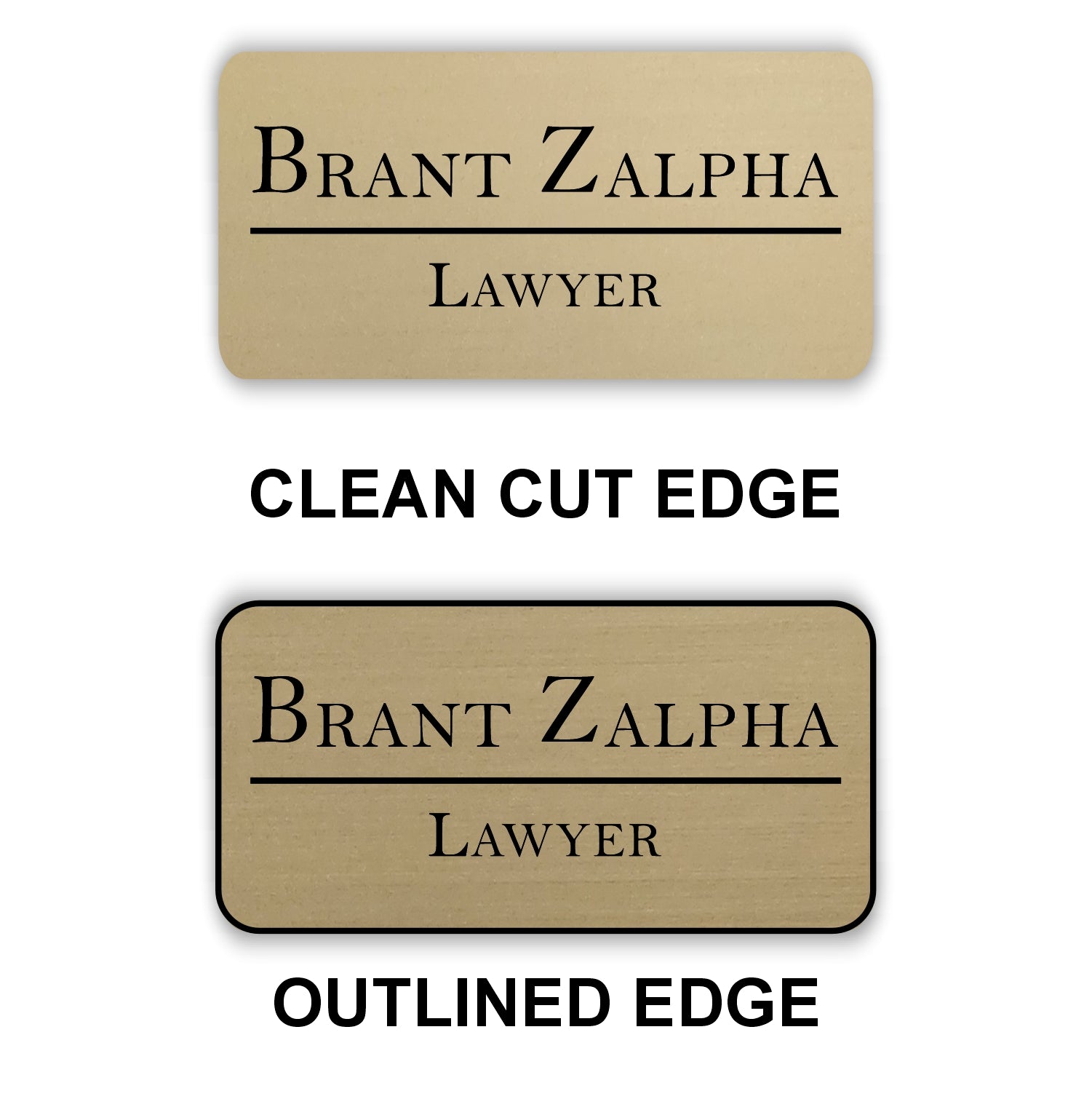 Large Name Badge 1.5"x3" / Gold/Black