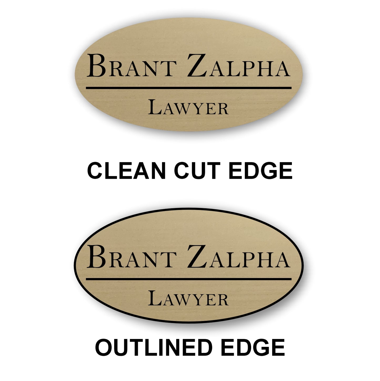 Oval Name Badge 1.5"x3" / Gold/Black