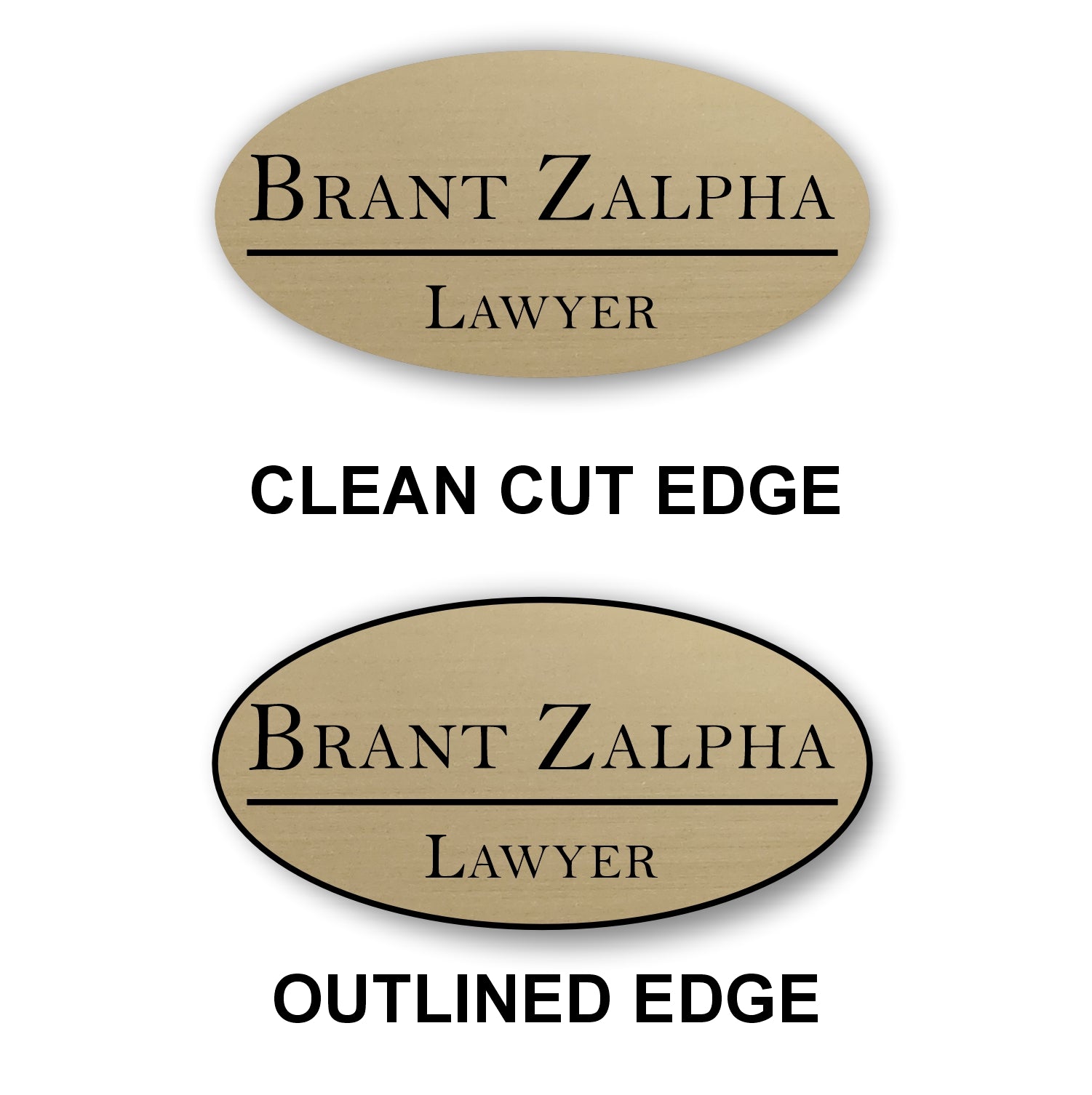 Oval Name Badge 1.5"x3" / Gold/Black