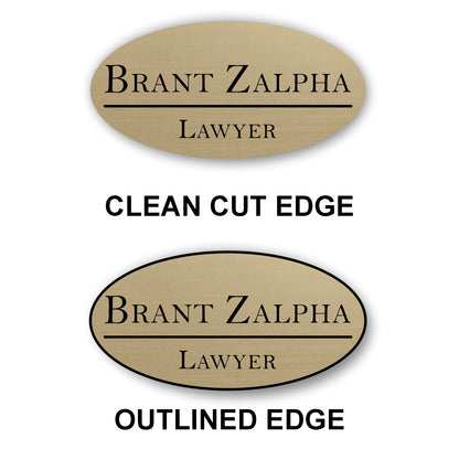 Oval Name Badge 1.5"x3" / Gold/Black