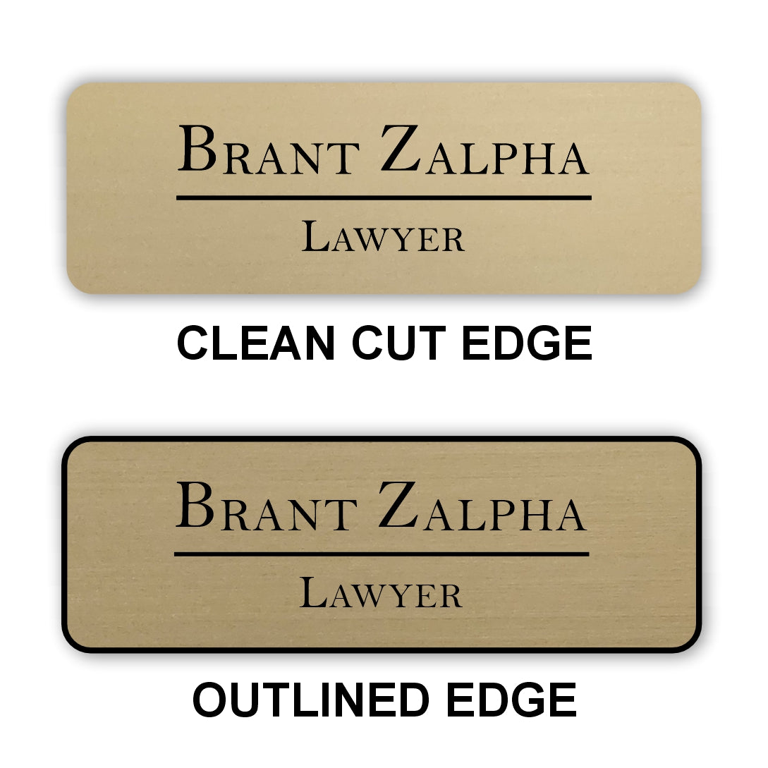 Small Name Badge 1"x3" / Gold/Black