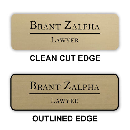 Small Name Badge 1"x3" / Gold/Black