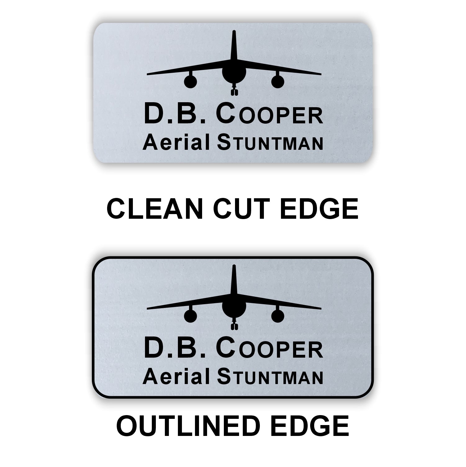 Large Name Badge 1.5"x3" / Silver/Black