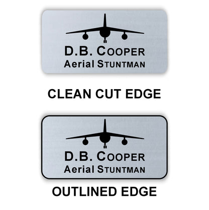 Large Name Badge 1.5"x3" / Silver/Black