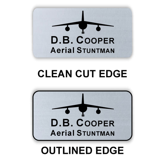 Large Name Badge 1.5"x3" / Silver/Black