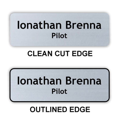 Small Name Badge 1"x3" / Silver/Black