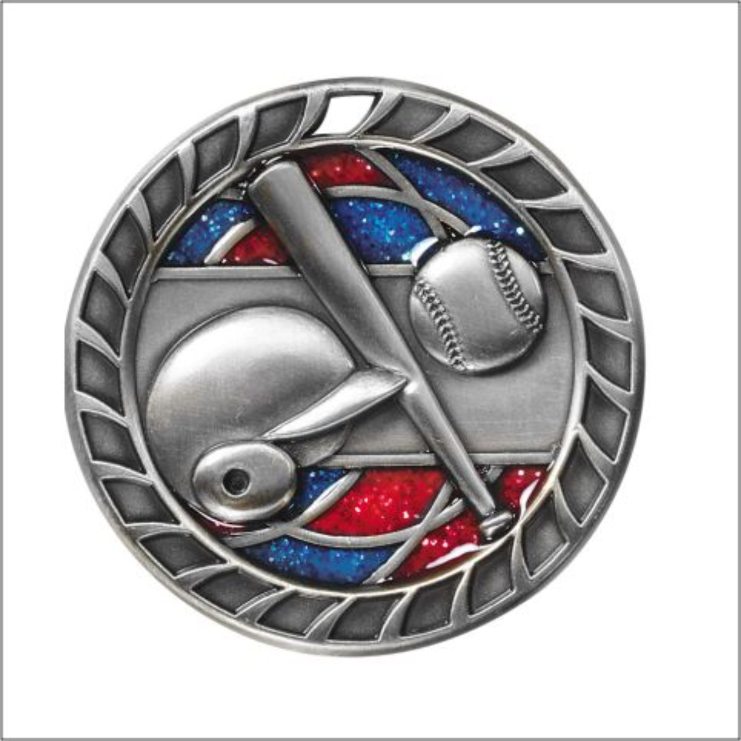 Glitter Baseball Medal 2.5" / Silver