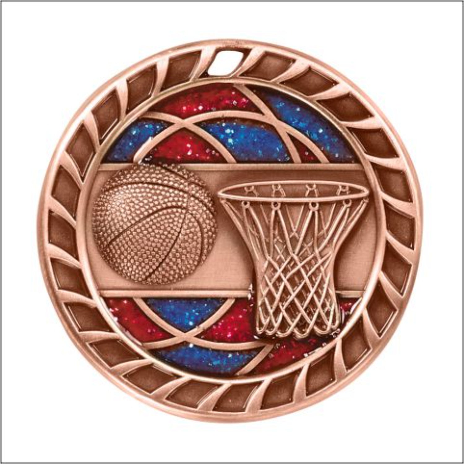 Glitter Basketball Medal 2.5" / Bronze (Copper Tone)