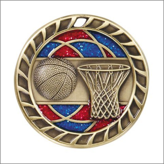 Glitter Basketball Medal 2.5" / Gold