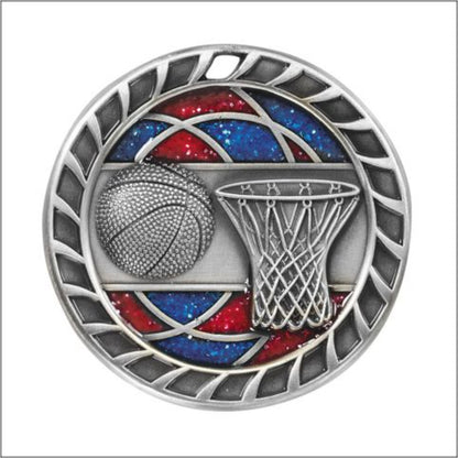 Glitter Basketball Medal 2.5" / Silver