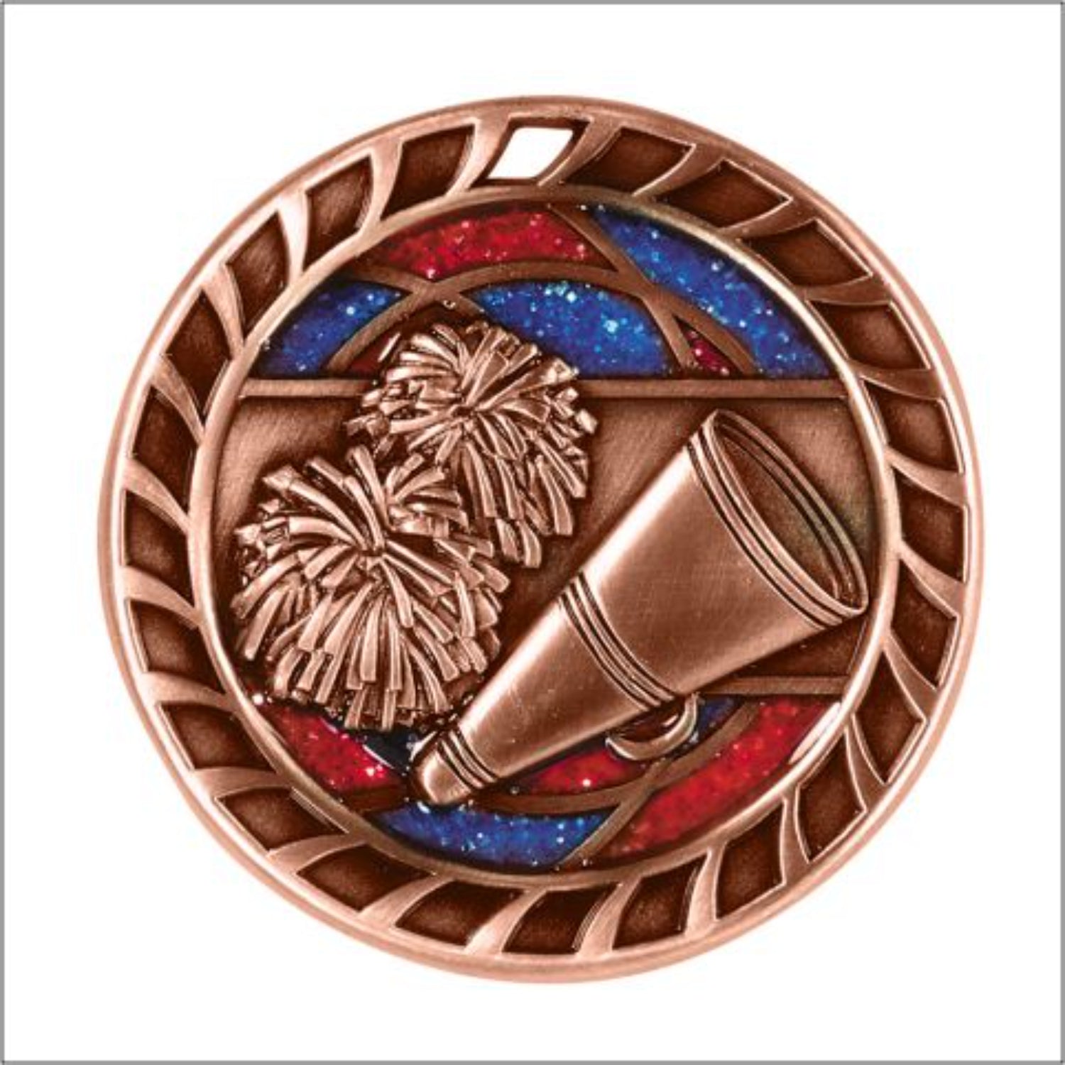 Glitter Cheerleading Medal 2.5" / Bronze (Copper Tone)