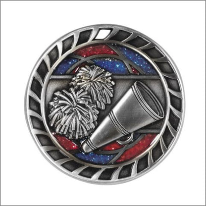 Glitter Cheerleading Medal 2.5" / Silver