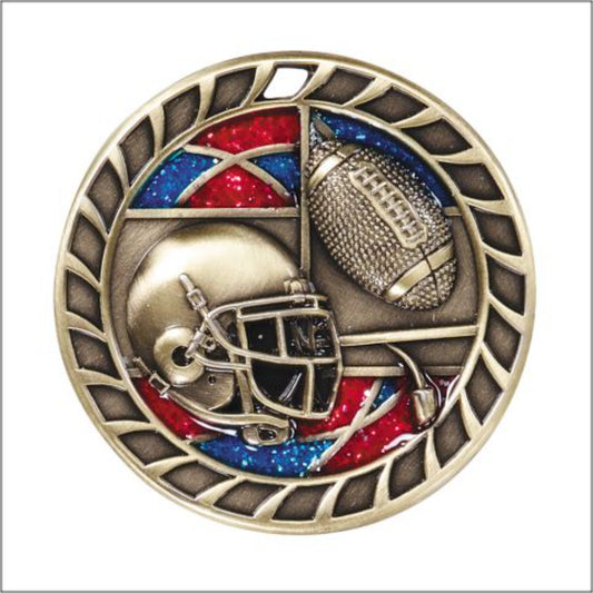 Glitter Football Medal 2.5" / Gold