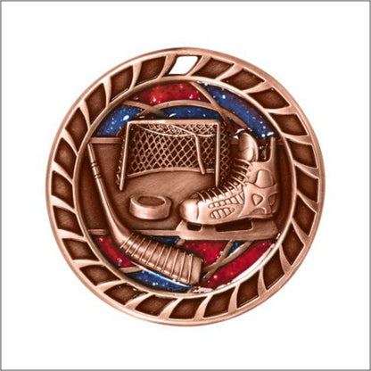 Glitter Hockey Medal 2.5" / Bronze (Copper Tone)