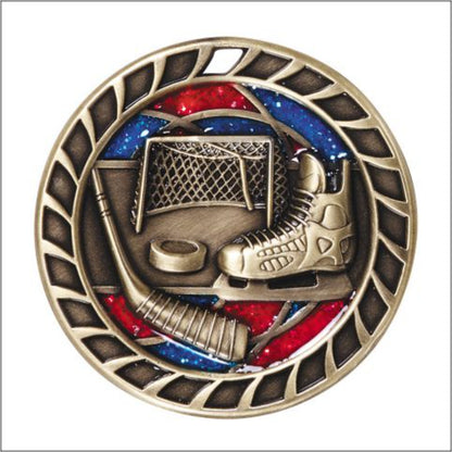 Glitter Hockey Medal 2.5" / Gold