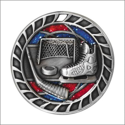 Glitter Hockey Medal 2.5" / Silver
