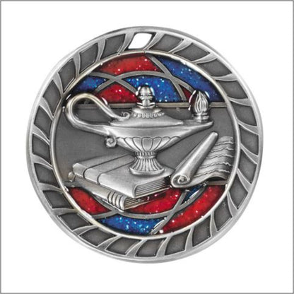 Glitter Academic Medal 2.5" / Silver