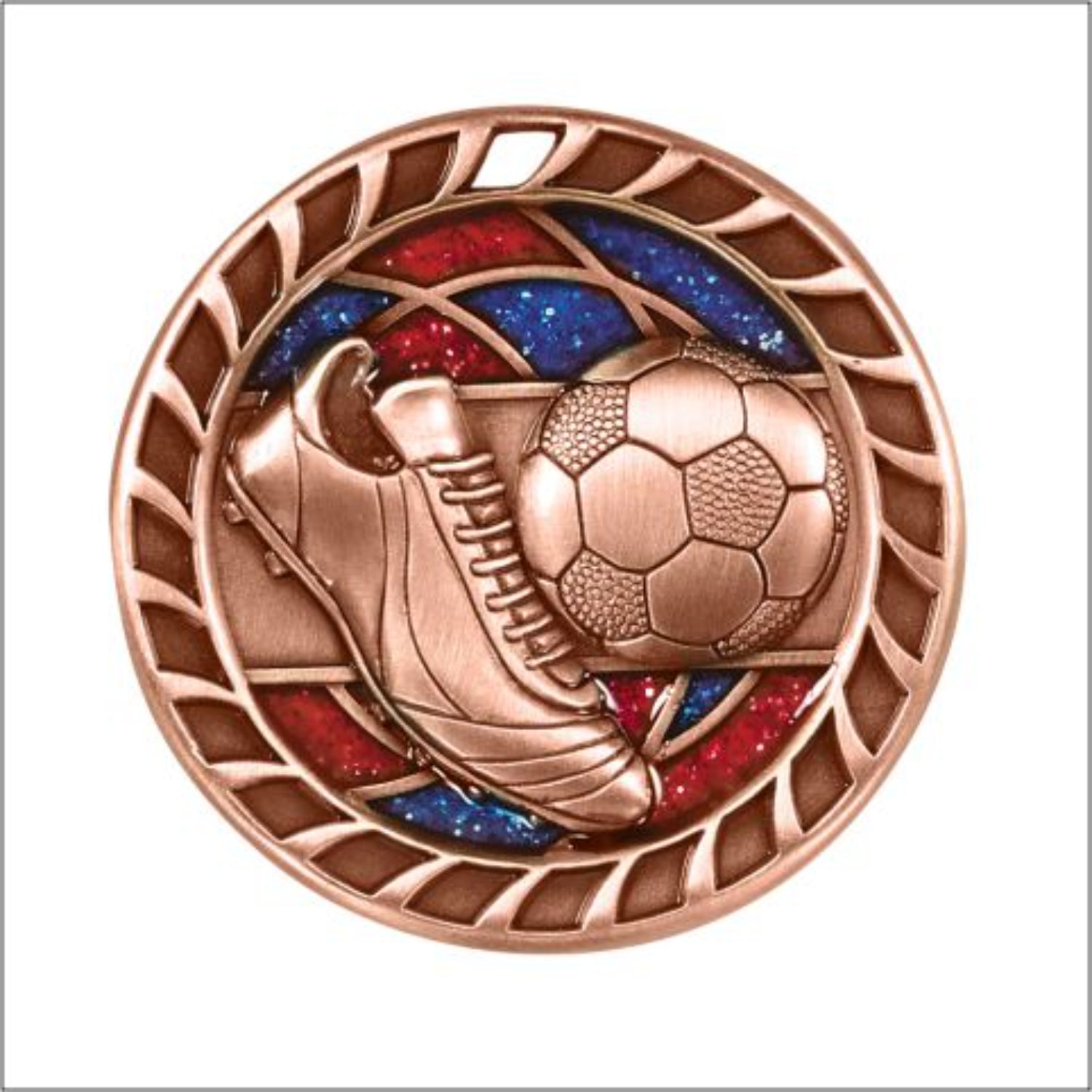 Glitter Soccer Medal 2.5" / Bronze (Copper Tone)