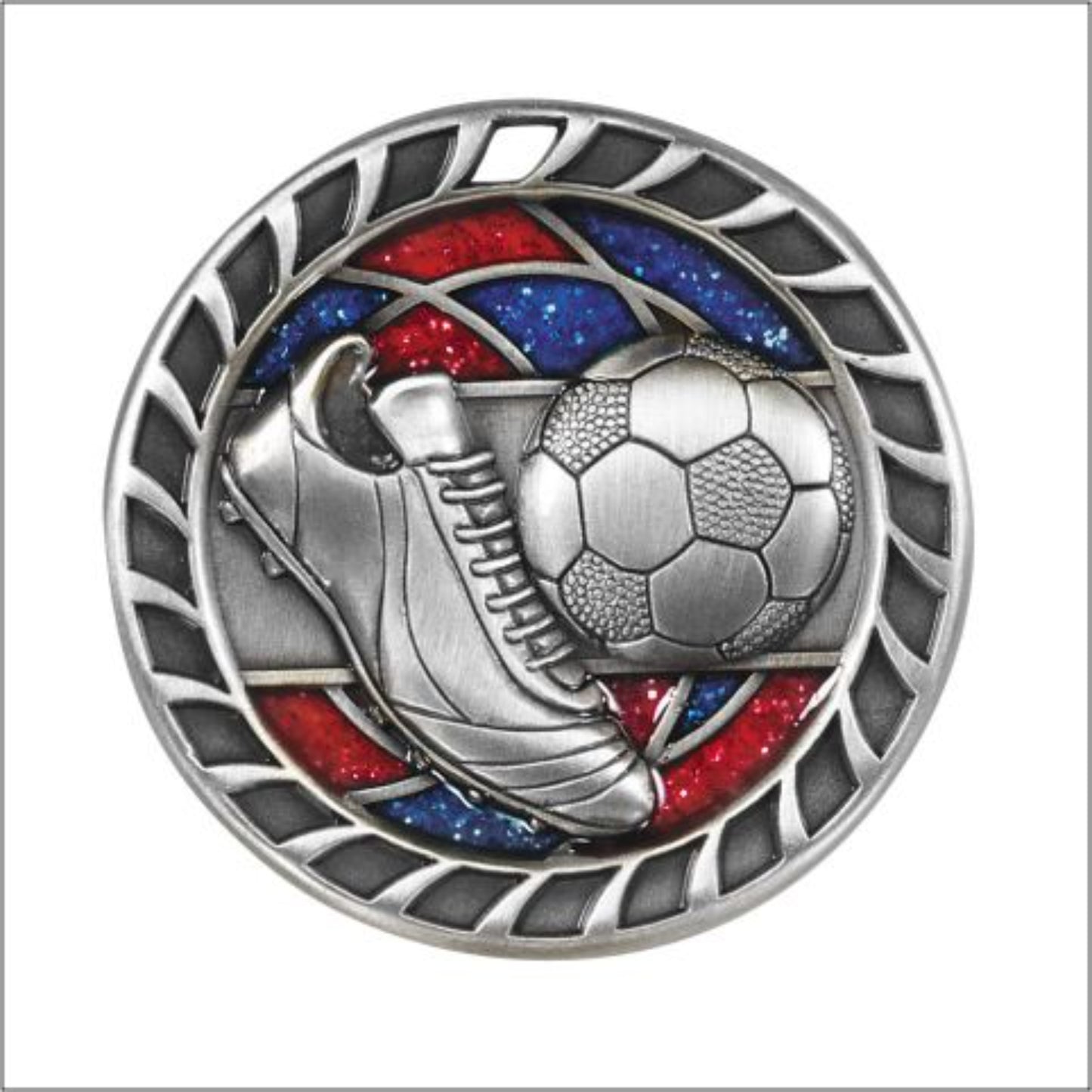 Glitter Soccer Medal 2.5" / Silver