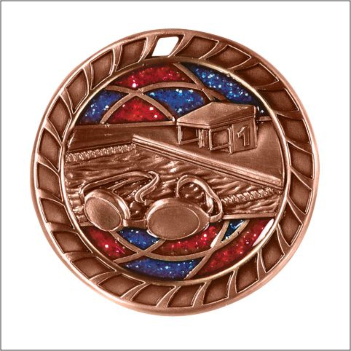 Glitter Swimming Medal 2.5" / Bronze (Copper Tone)
