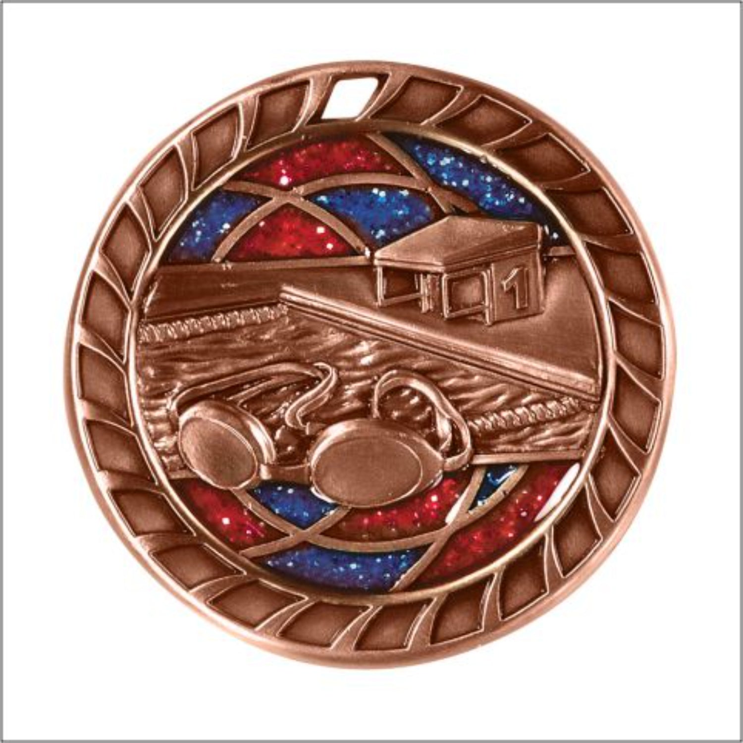 Glitter Swimming Medal 2.5" / Bronze (Copper Tone)