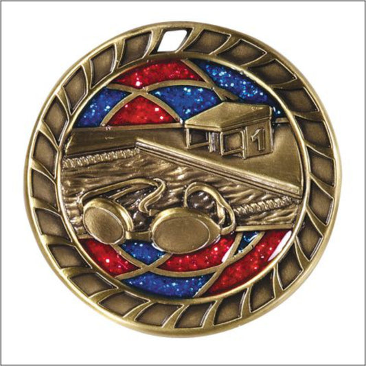 Glitter Swimming Medal 2.5" / Gold