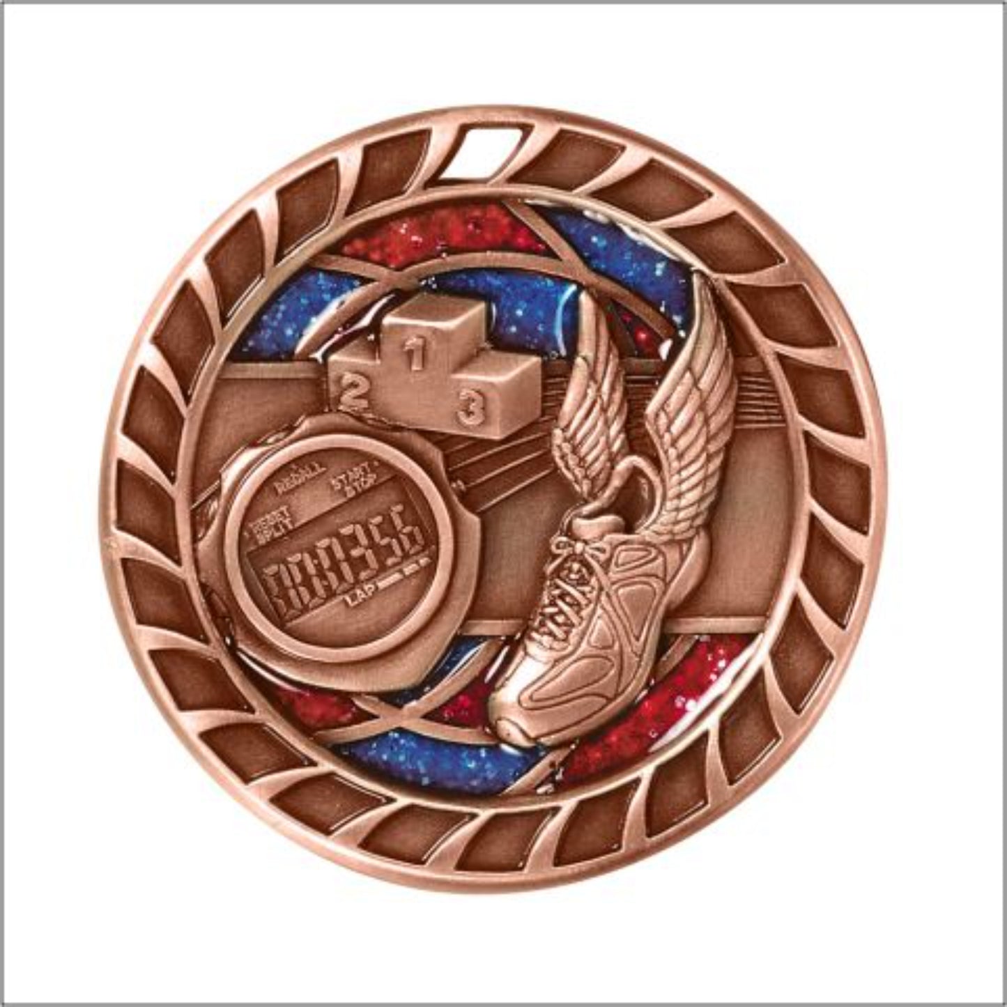 Glitter Track Medal 2.5" / Bronze (Copper Tone)