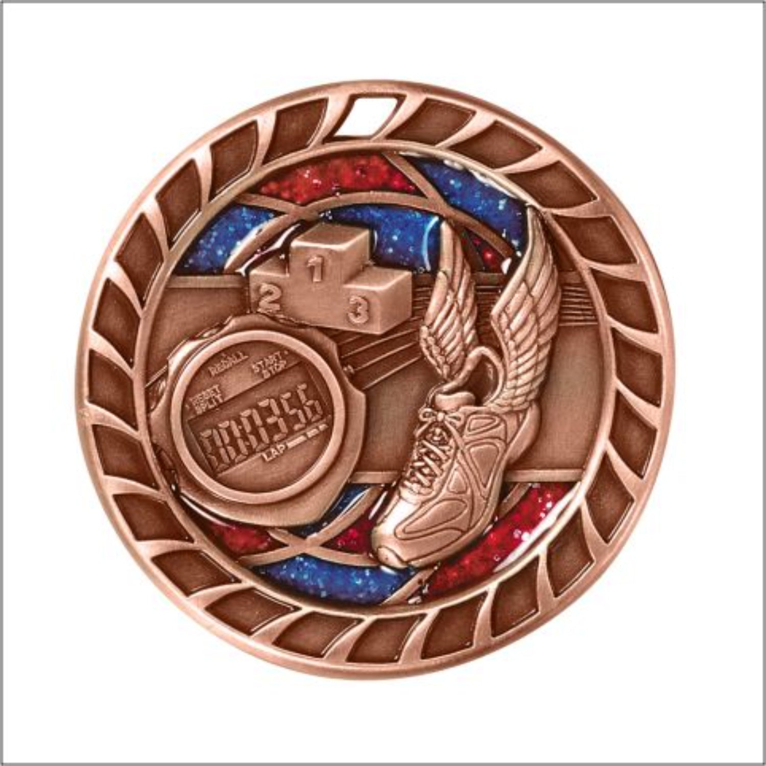 Glitter Track Medal 2.5" / Bronze (Copper Tone)