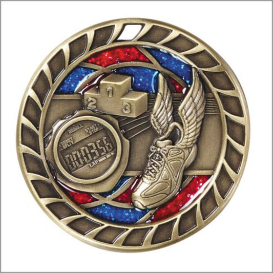 Glitter Track Medal 2.5" / Gold