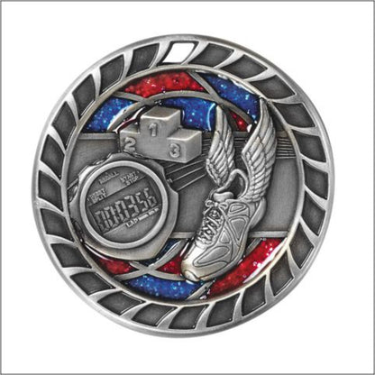Glitter Track Medal 2.5" / Silver