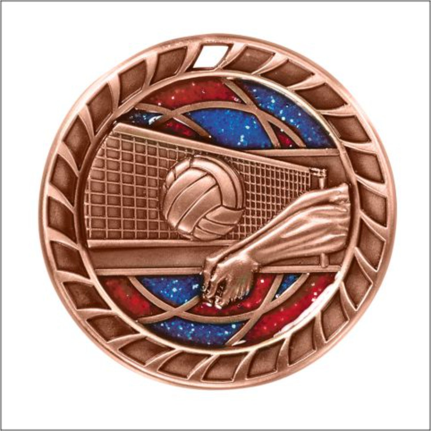 Glitter Volleyball Medal 2.5" / Bronze (Copper Tone)