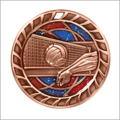 Glitter Volleyball Medal 2.5" / Bronze (Copper Tone)