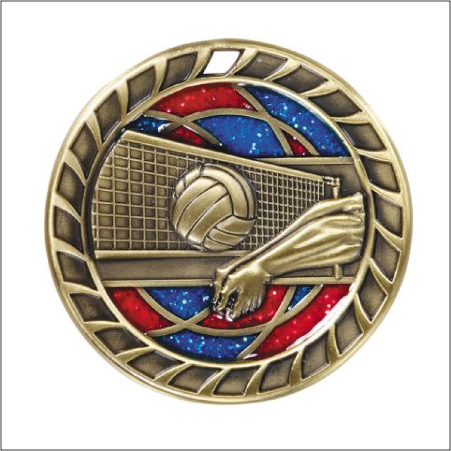 Glitter Volleyball Medal 2.5" / Gold