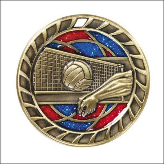 Glitter Volleyball Medal 2.5" / Gold