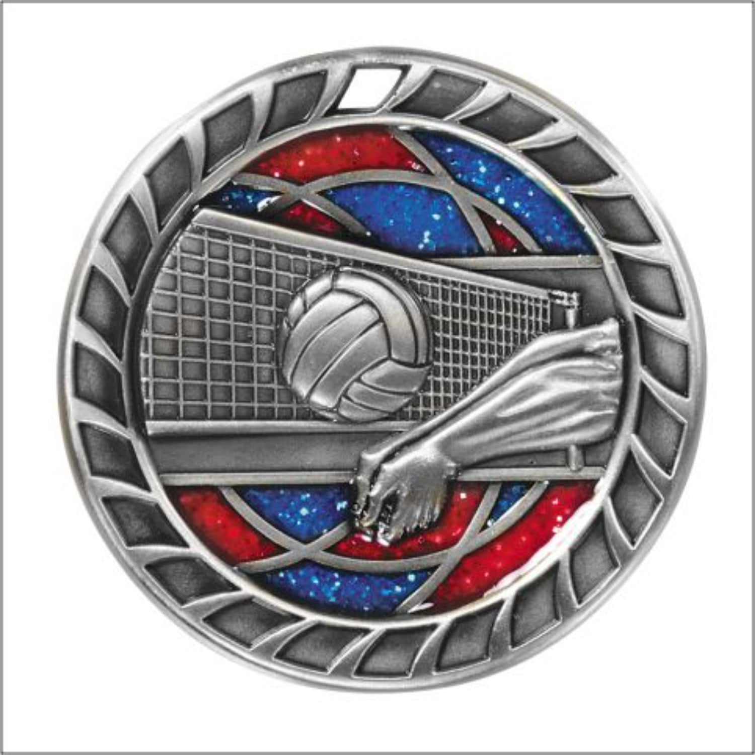 Glitter Volleyball Medal 2.5" / Silver