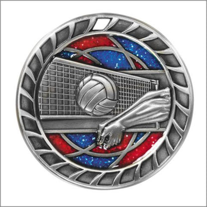Glitter Volleyball Medal 2.5" / Silver