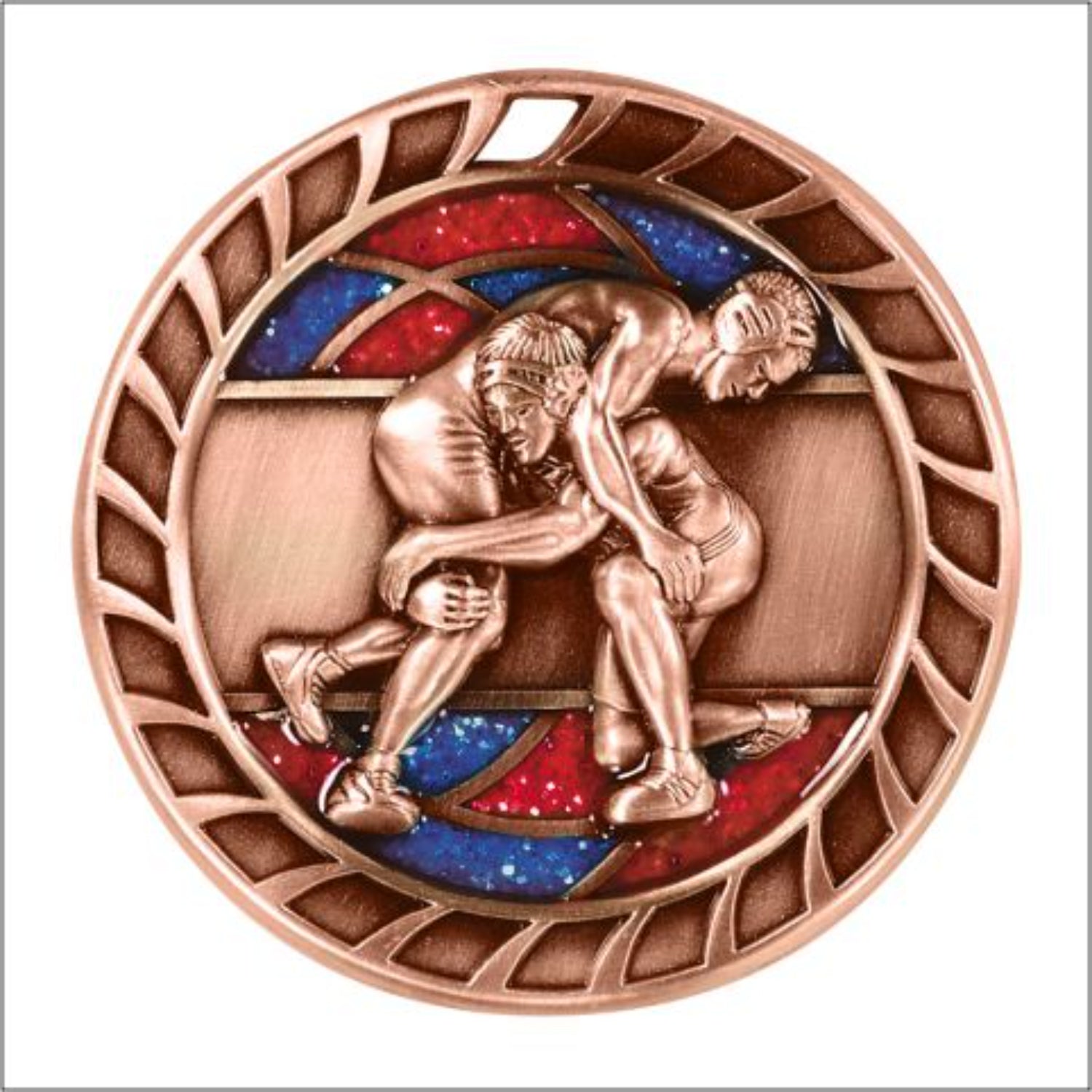 Glitter Wrestling Medal 2.5" / Bronze (Copper Tone)
