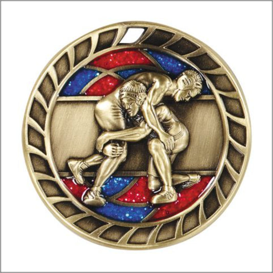 Glitter Wrestling Medal 2.5" / Gold