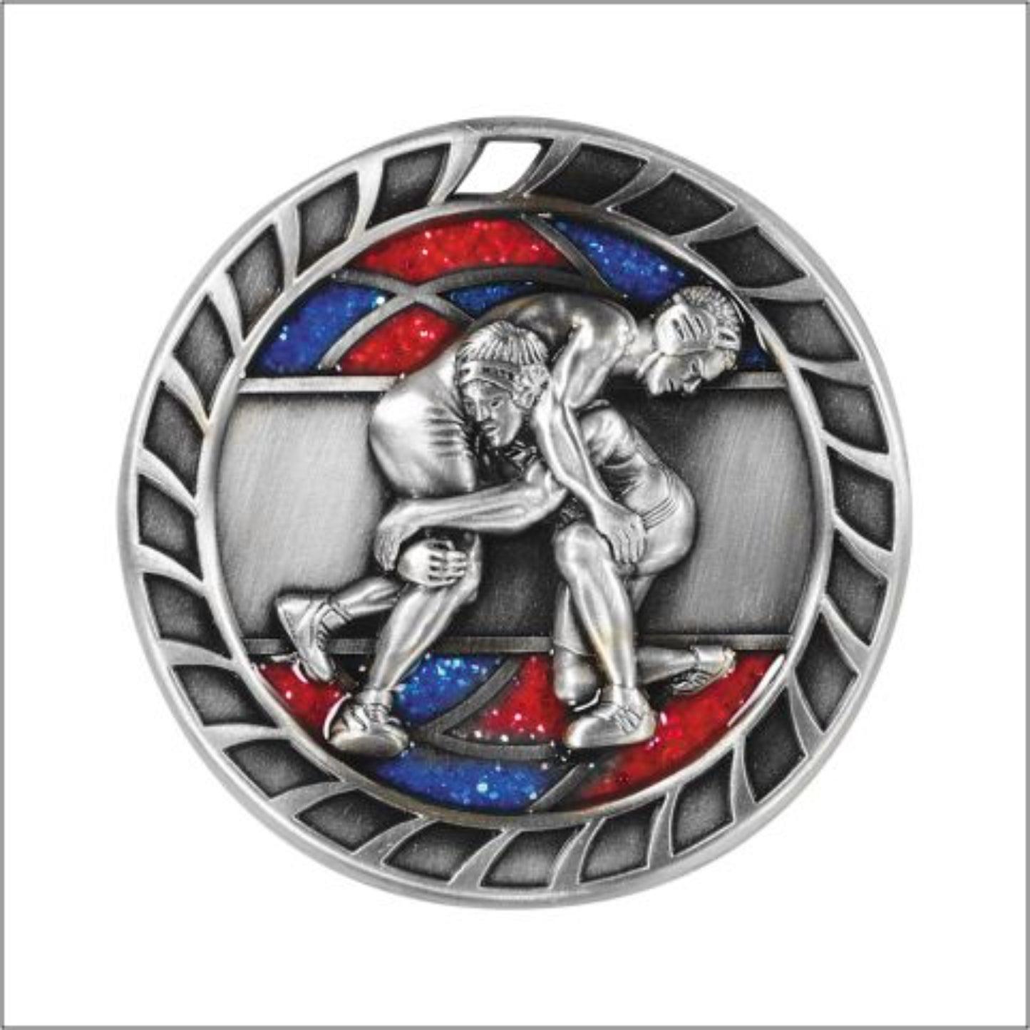Glitter Wrestling Medal 2.5" / Silver