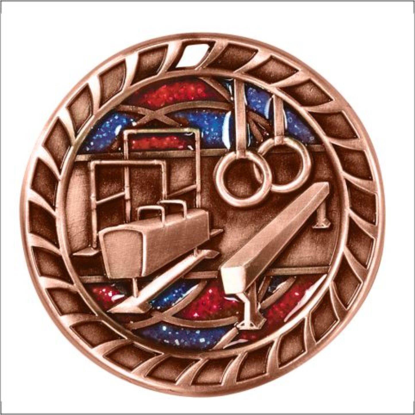 Glitter Gymnastics Medal 2.5" / Bronze (Copper Tone)