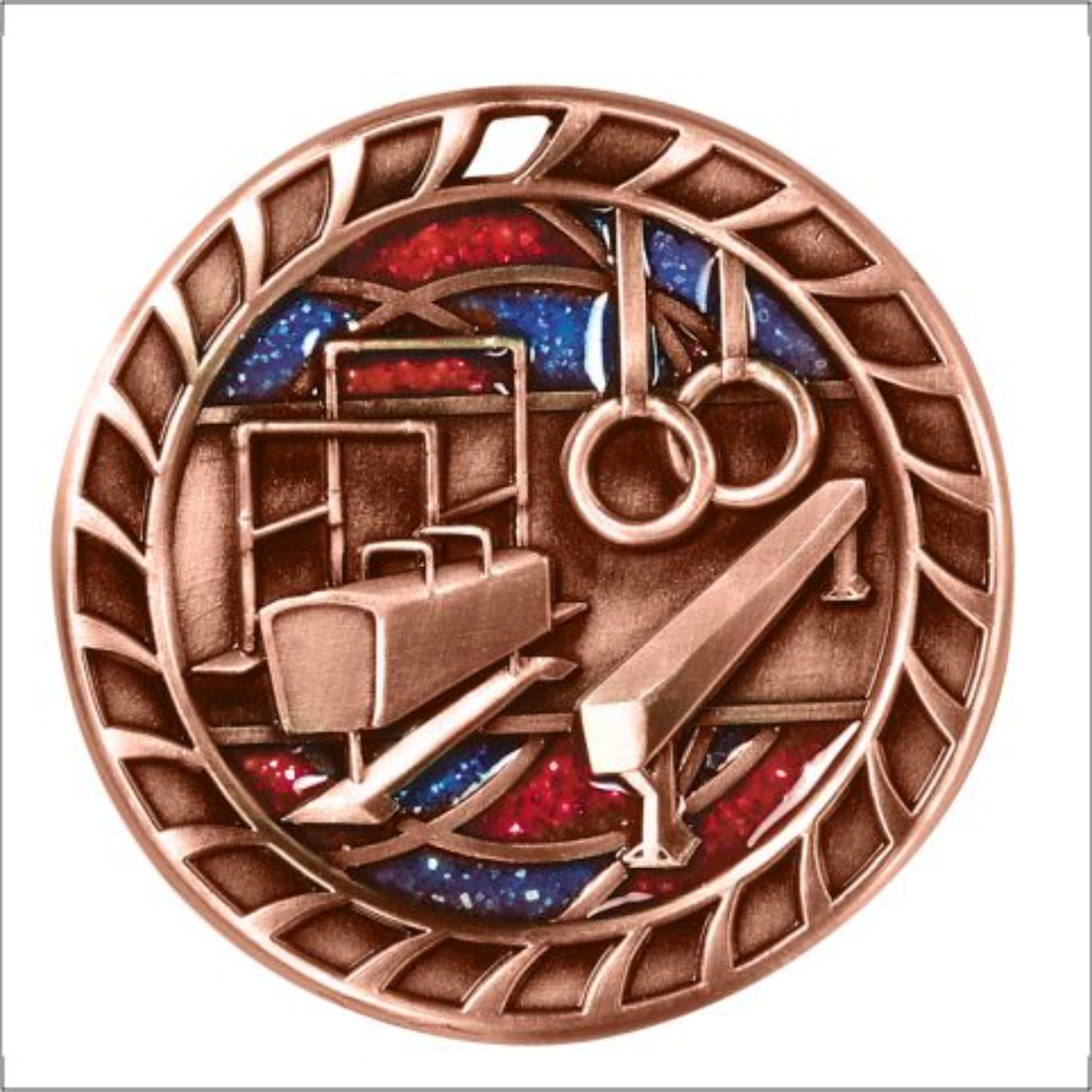 Glitter Gymnastics Medal 2.5" / Bronze (Copper Tone)